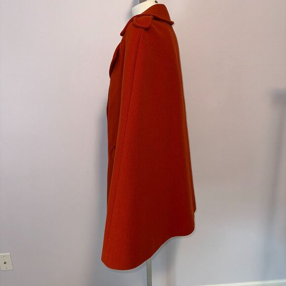 Vtg 70s Sears Burnt Orange Pumpkin Wool Cape Coat Jacket Medium Womens Fall - Picture 5 of 6